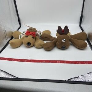 Vintage Hallmark Rodney and Rhonda Reindeer Plush 1979 1984 Christmas Set Brown